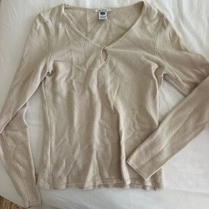 GAP Cream V-Neck Long Sleeve Blouse